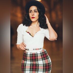 Hell Bunny plaid pencil skirt